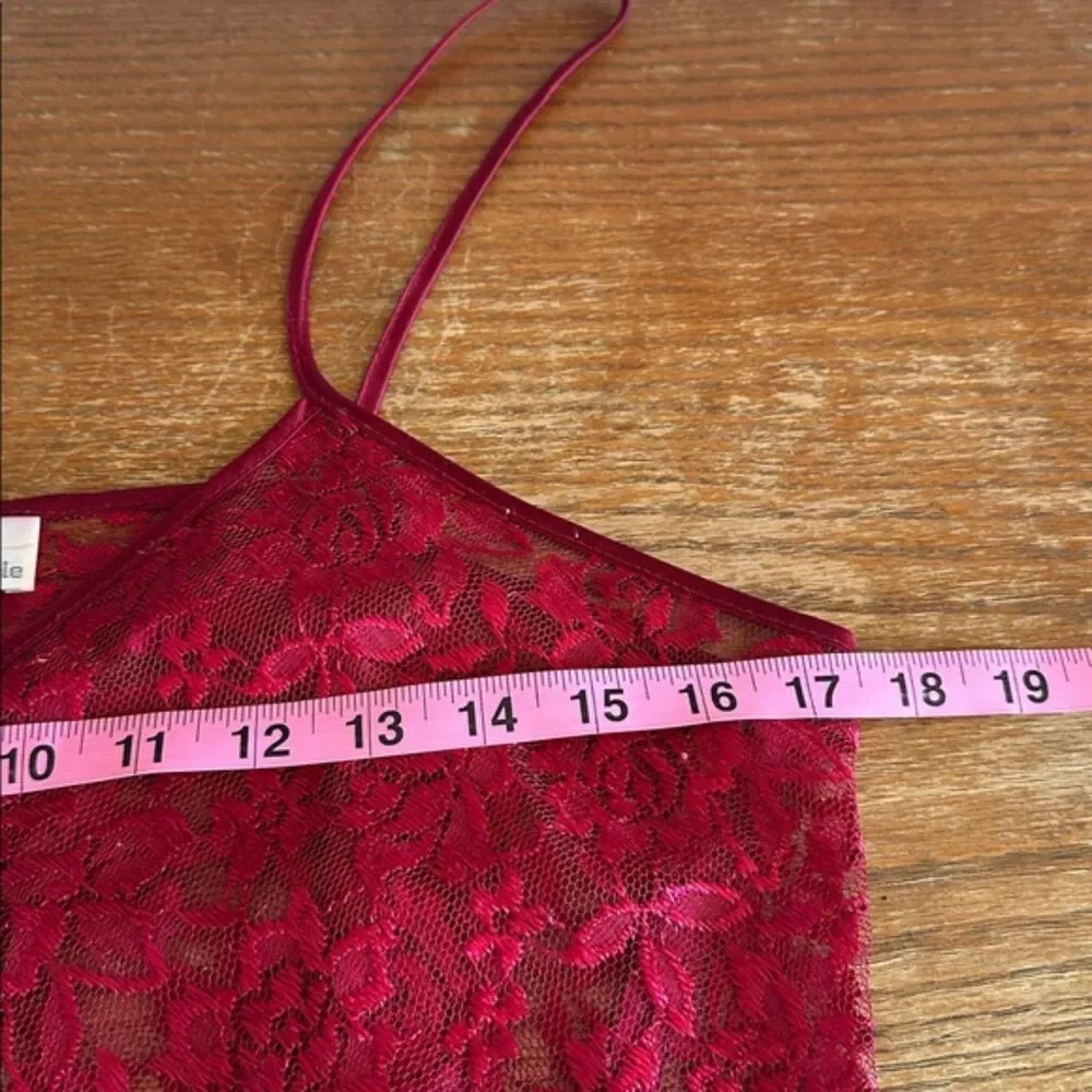 Vintage 90s Alexandria Nicole Lace Babydoll Lingerie Chemise Size Medium Red